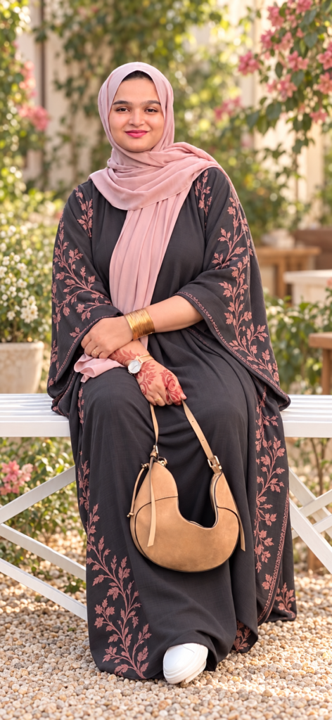 Portrait of Thaqiya seated in a garden